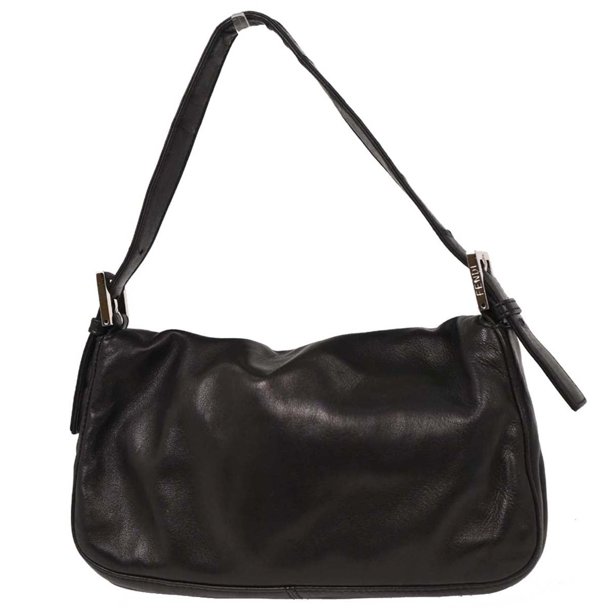 Fendi Black Lambskin Baguette Handbag