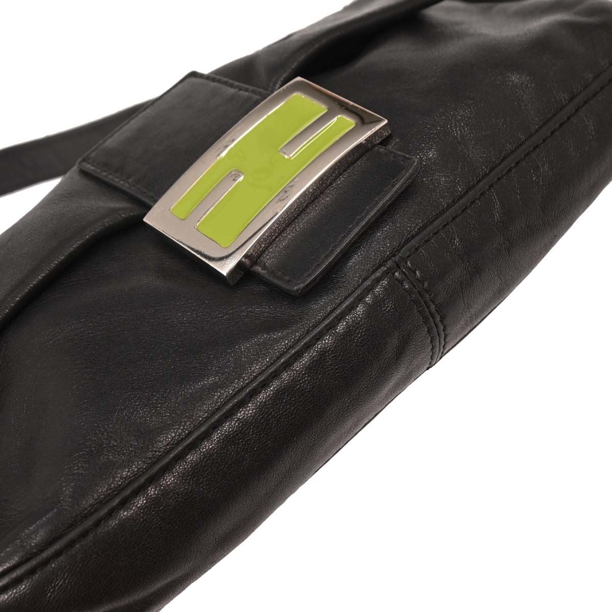 Fendi Black Lambskin Baguette Handbag
