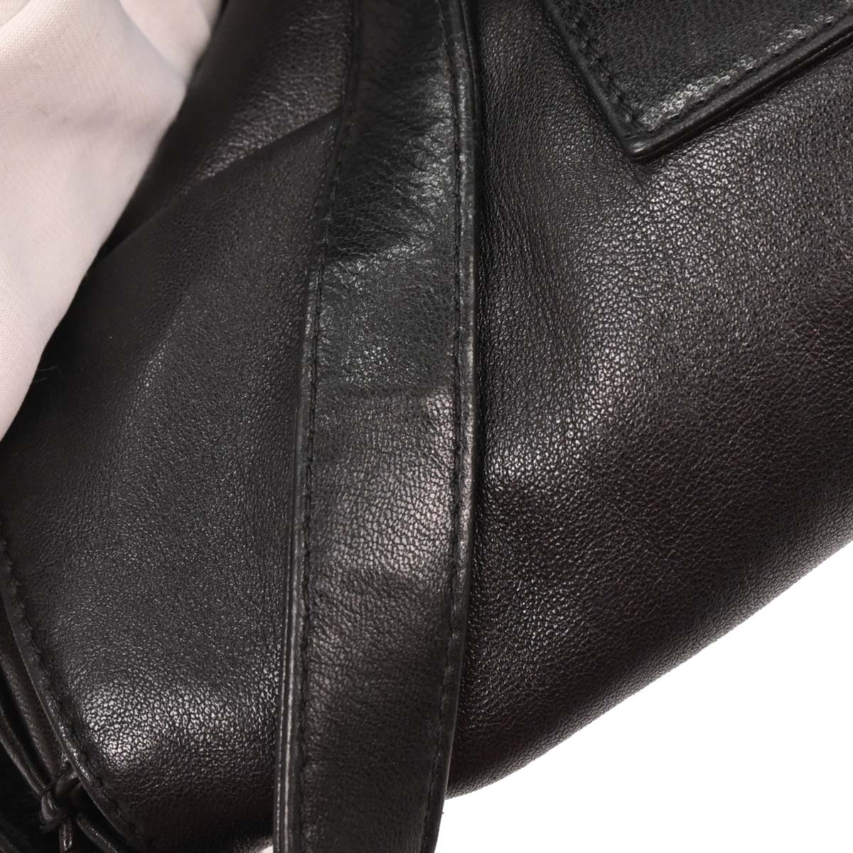 Fendi Black Lambskin Baguette Handbag