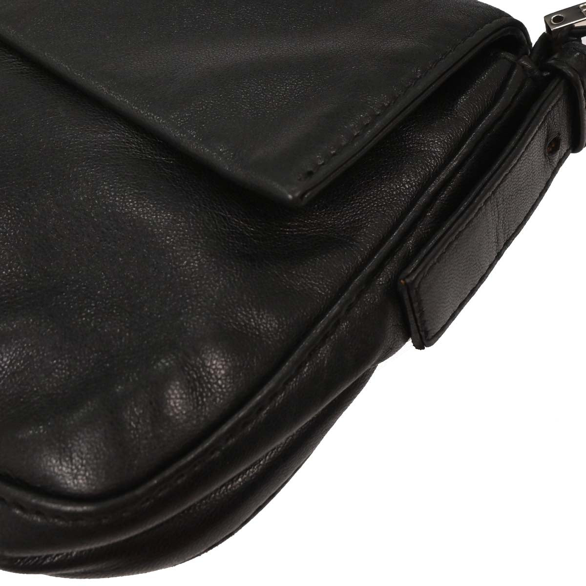 Fendi Black Lambskin Baguette Handbag