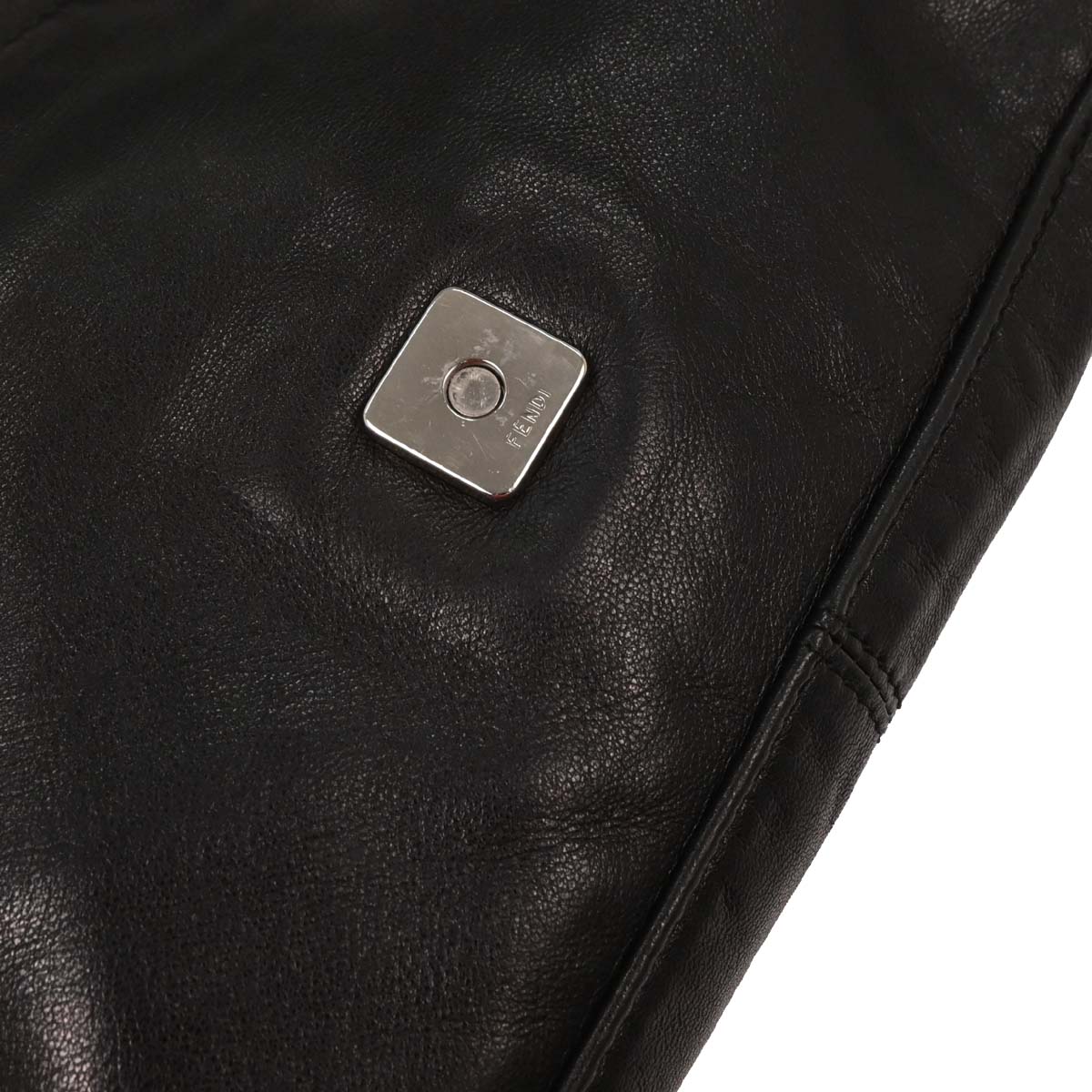 Fendi Black Lambskin Baguette Handbag
