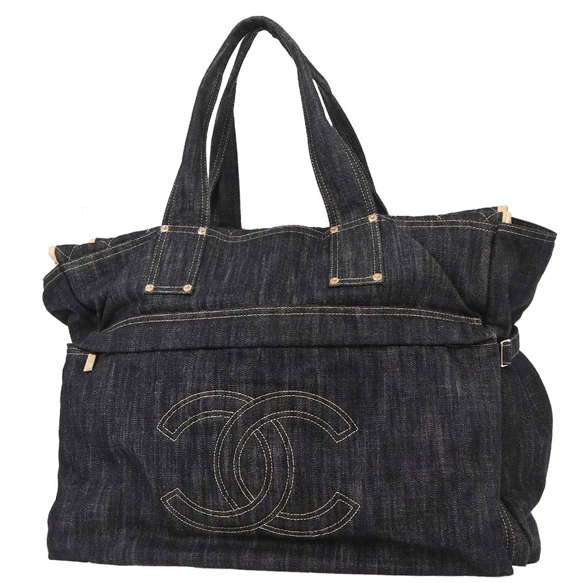 Chanel 2005-2006 Navy Denim Tote Bag
