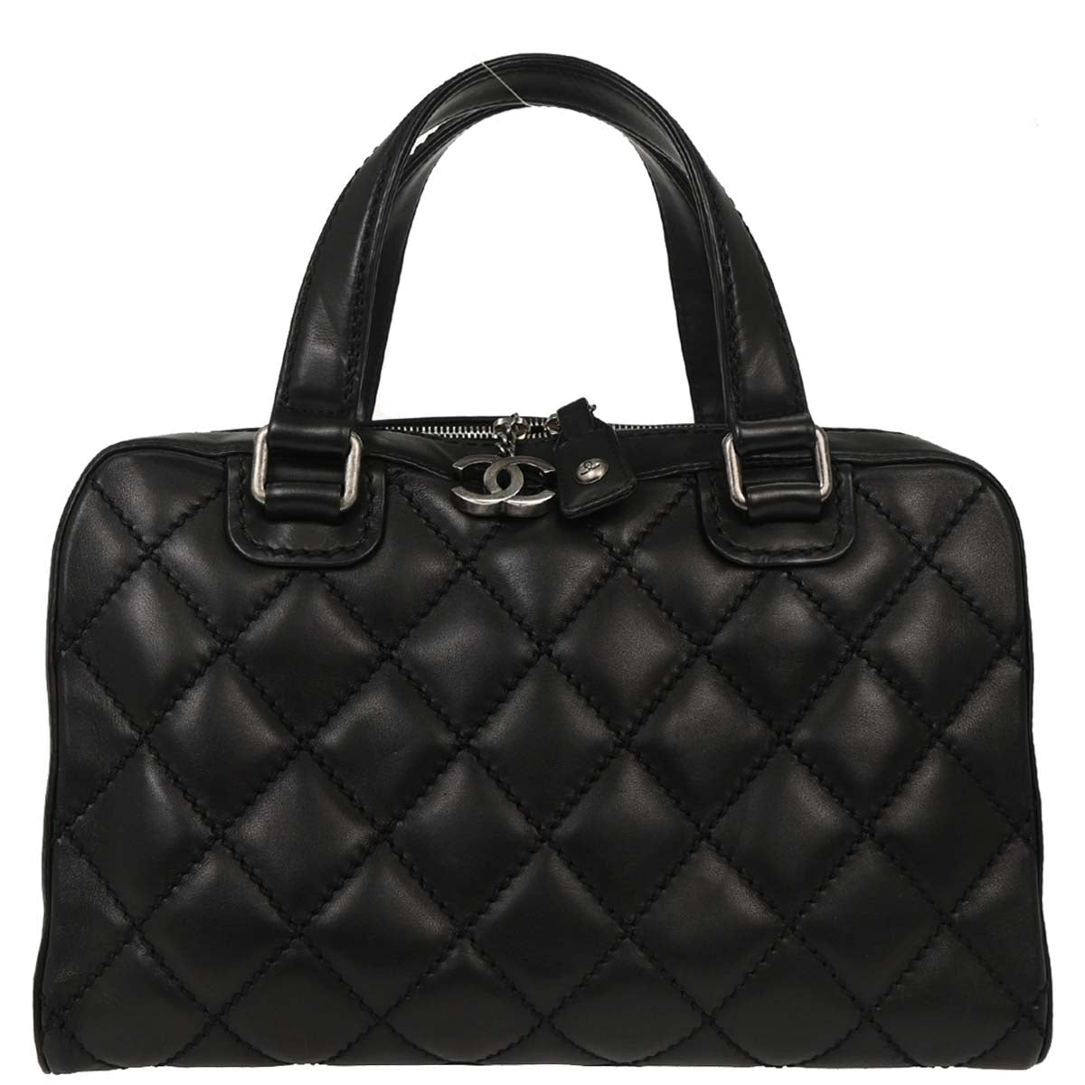 Chanel Black Calfskin Wild Stitch Top Handle Handbag