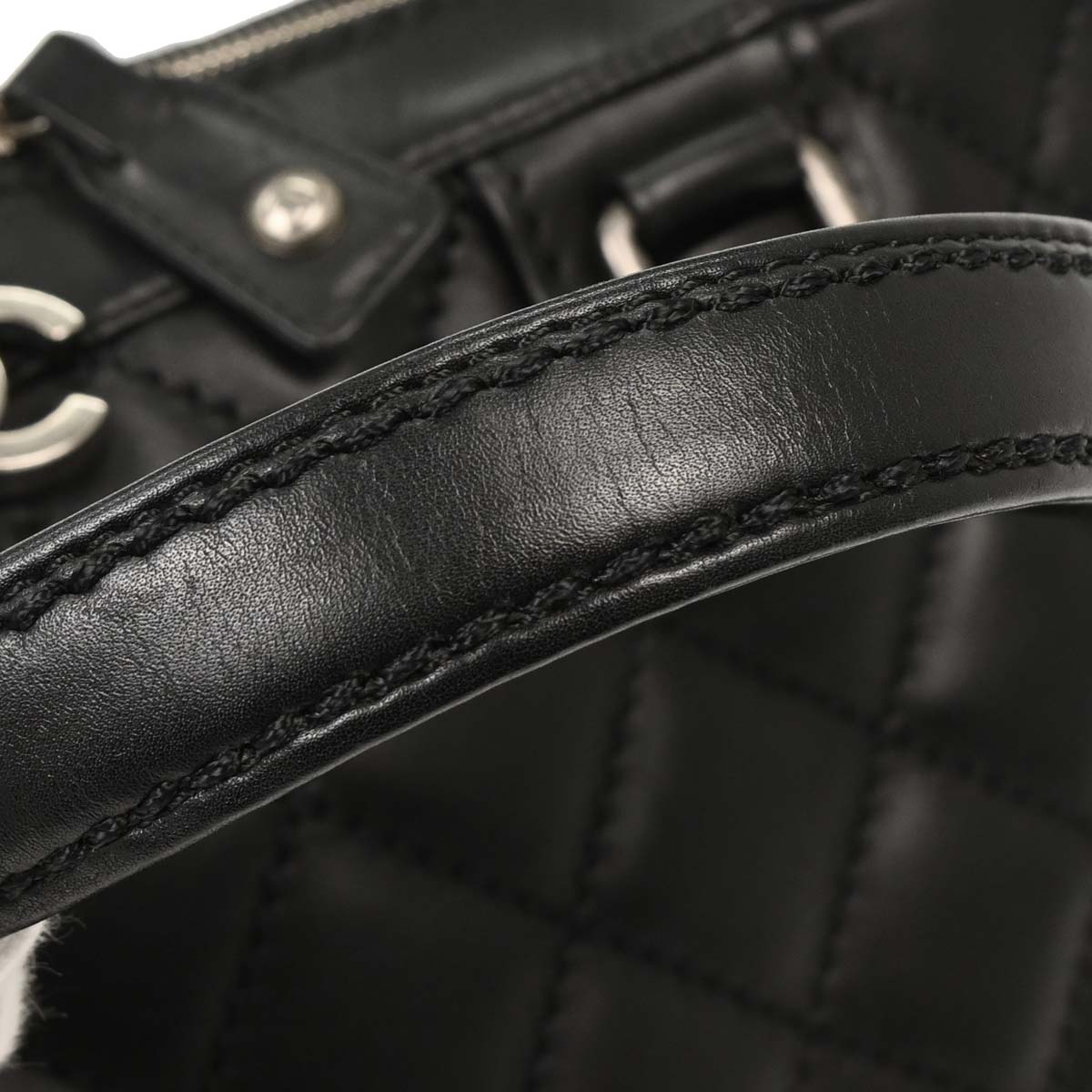 Chanel Black Calfskin Wild Stitch Top Handle Handbag