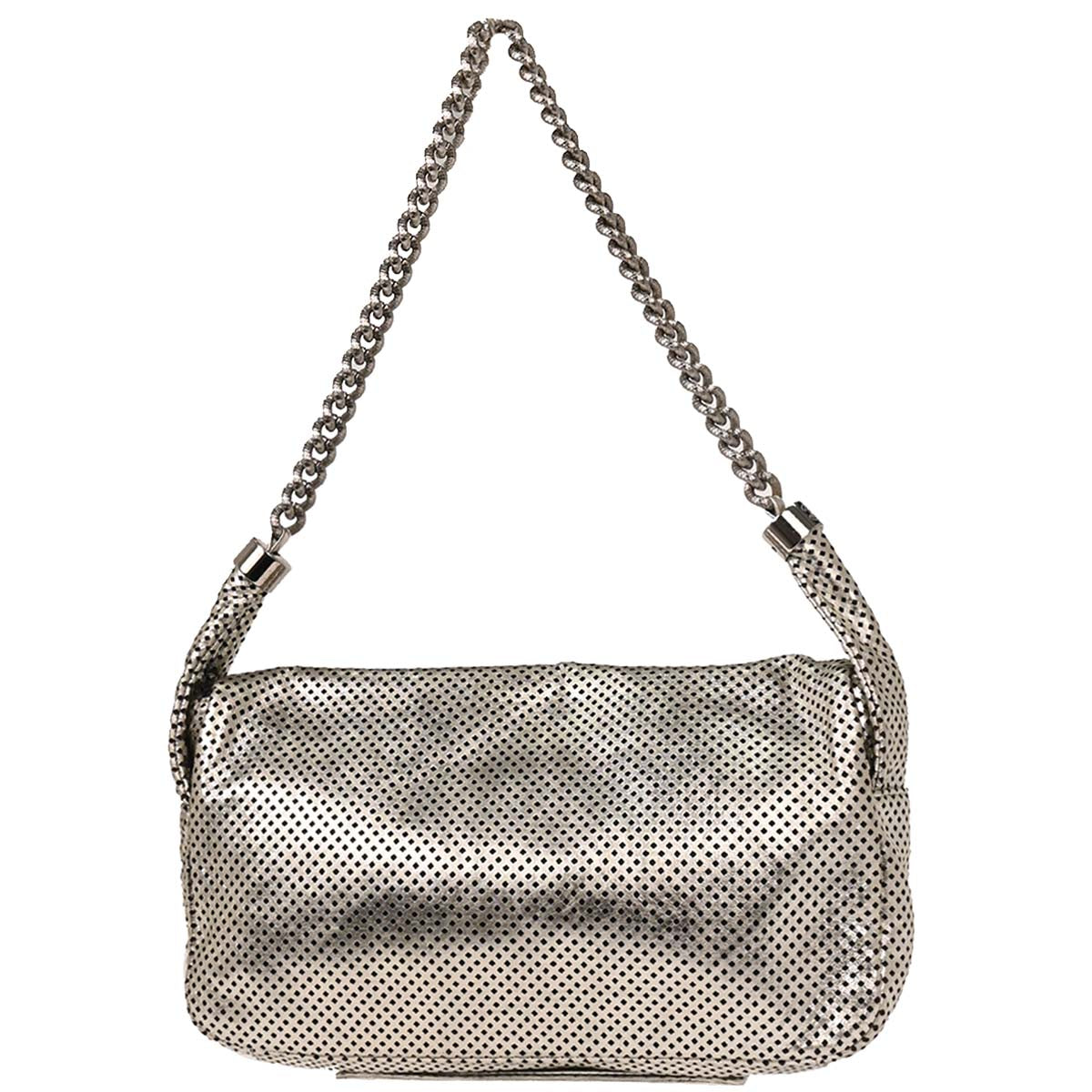 Chanel Silver Perforated Lambskin Handbag