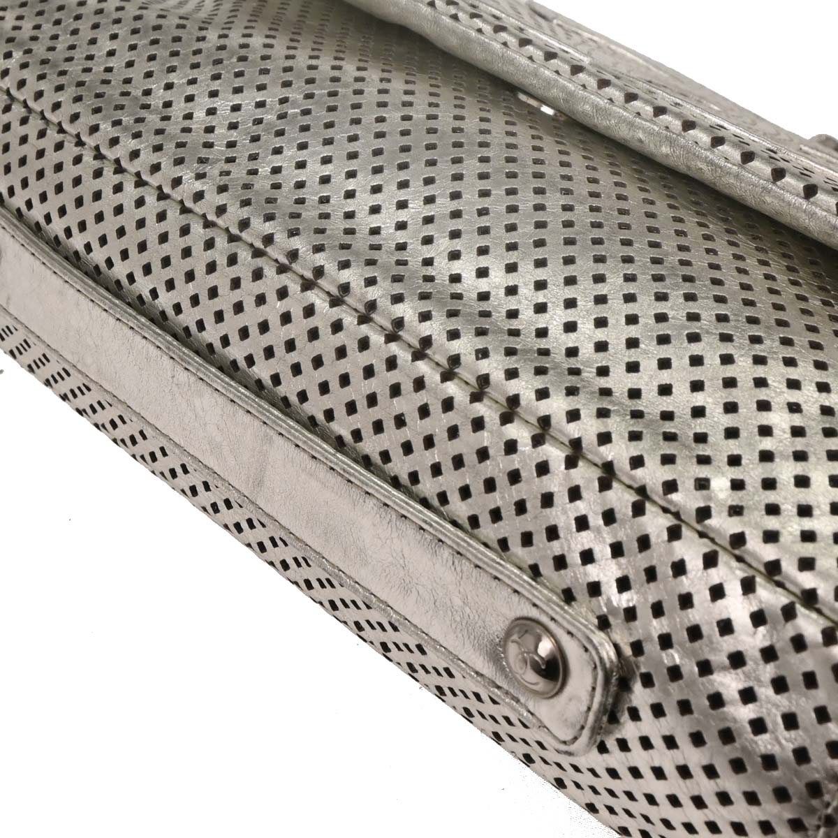 Chanel Silver Perforated Lambskin Handbag