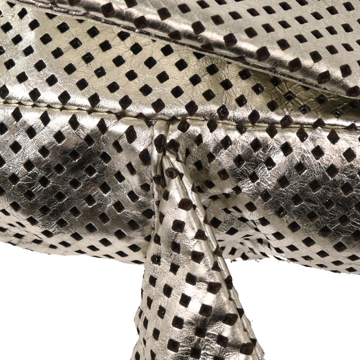 Chanel Silver Perforated Lambskin Handbag