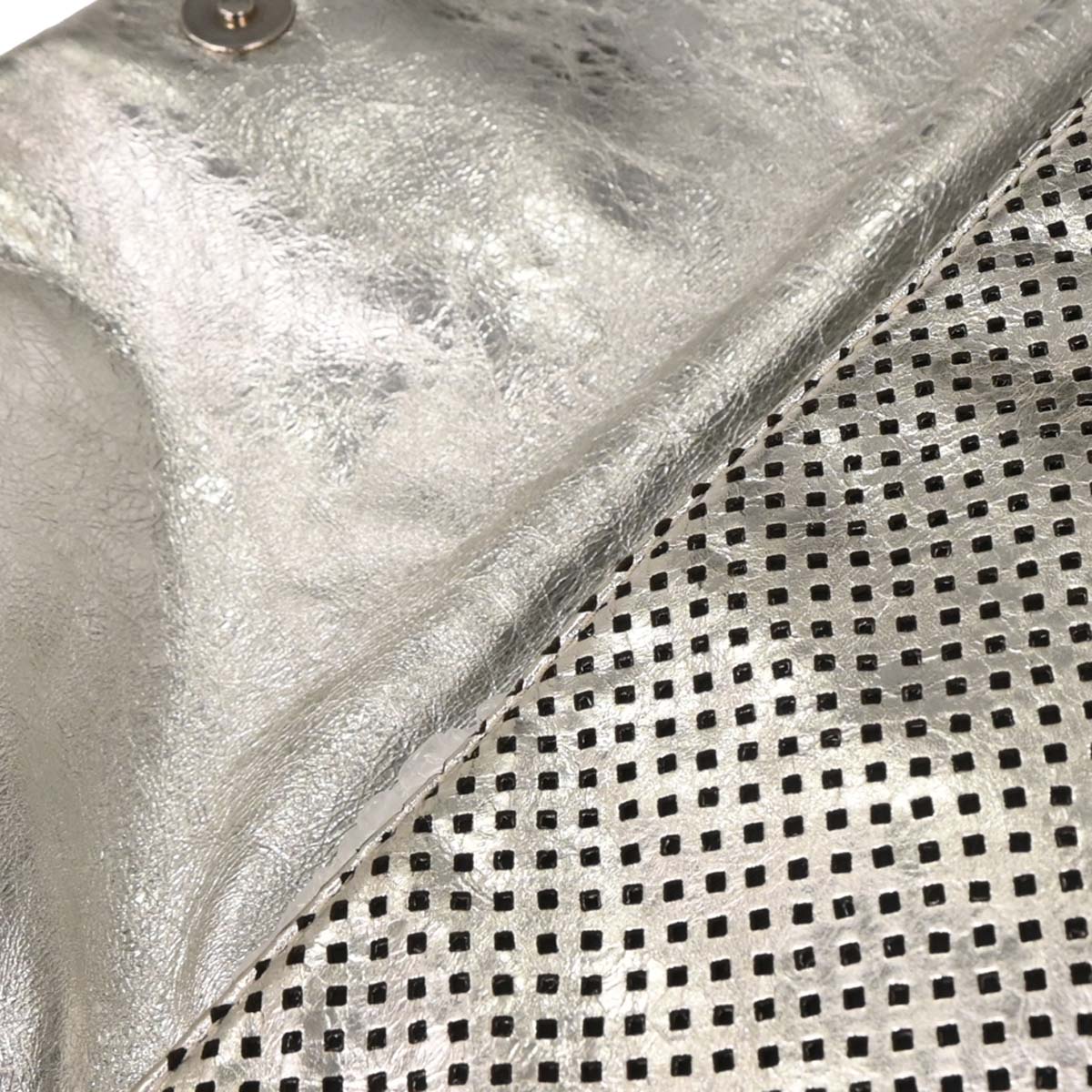 Chanel Silver Perforated Lambskin Handbag