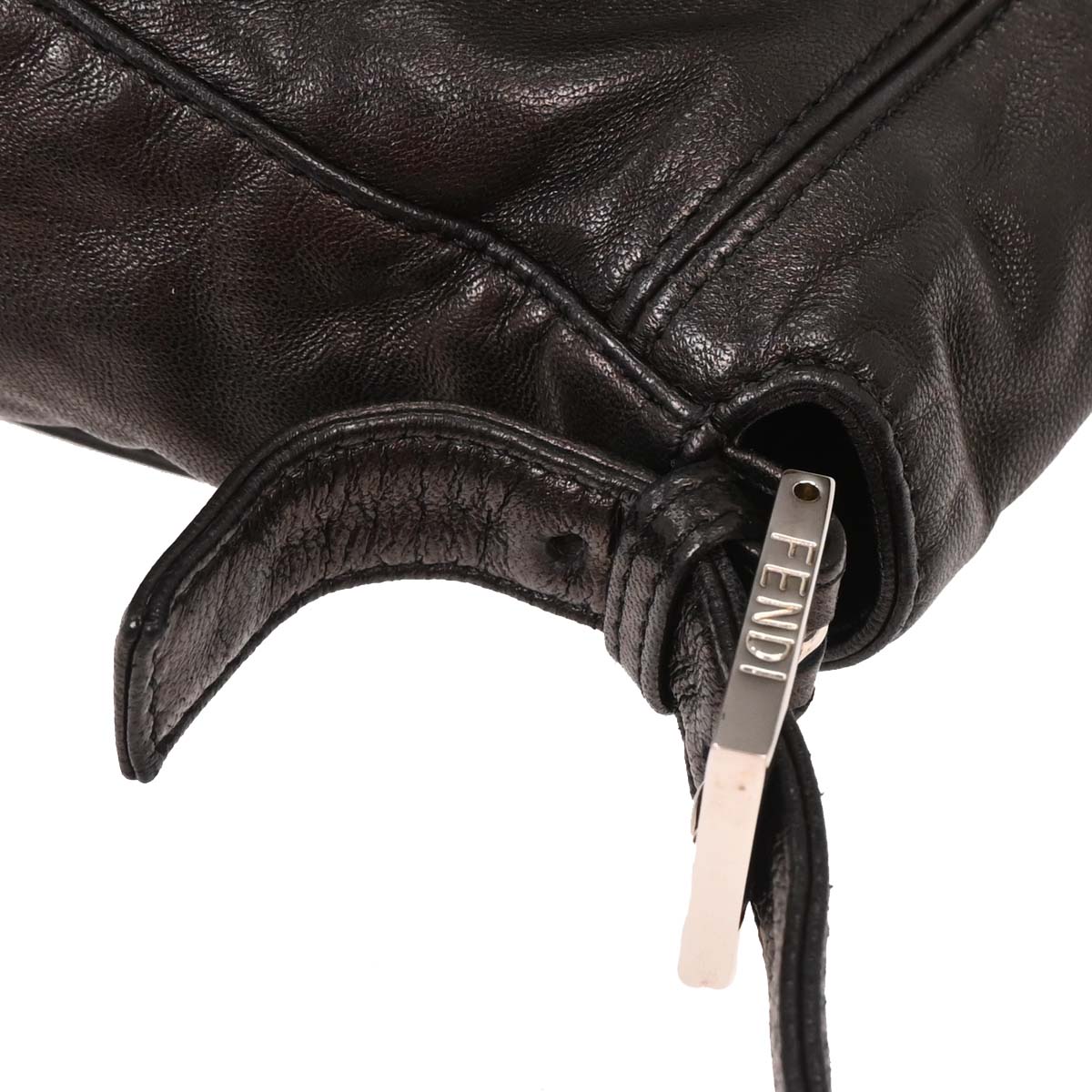 Fendi Black Lambskin Baguette Mamma Handbag
