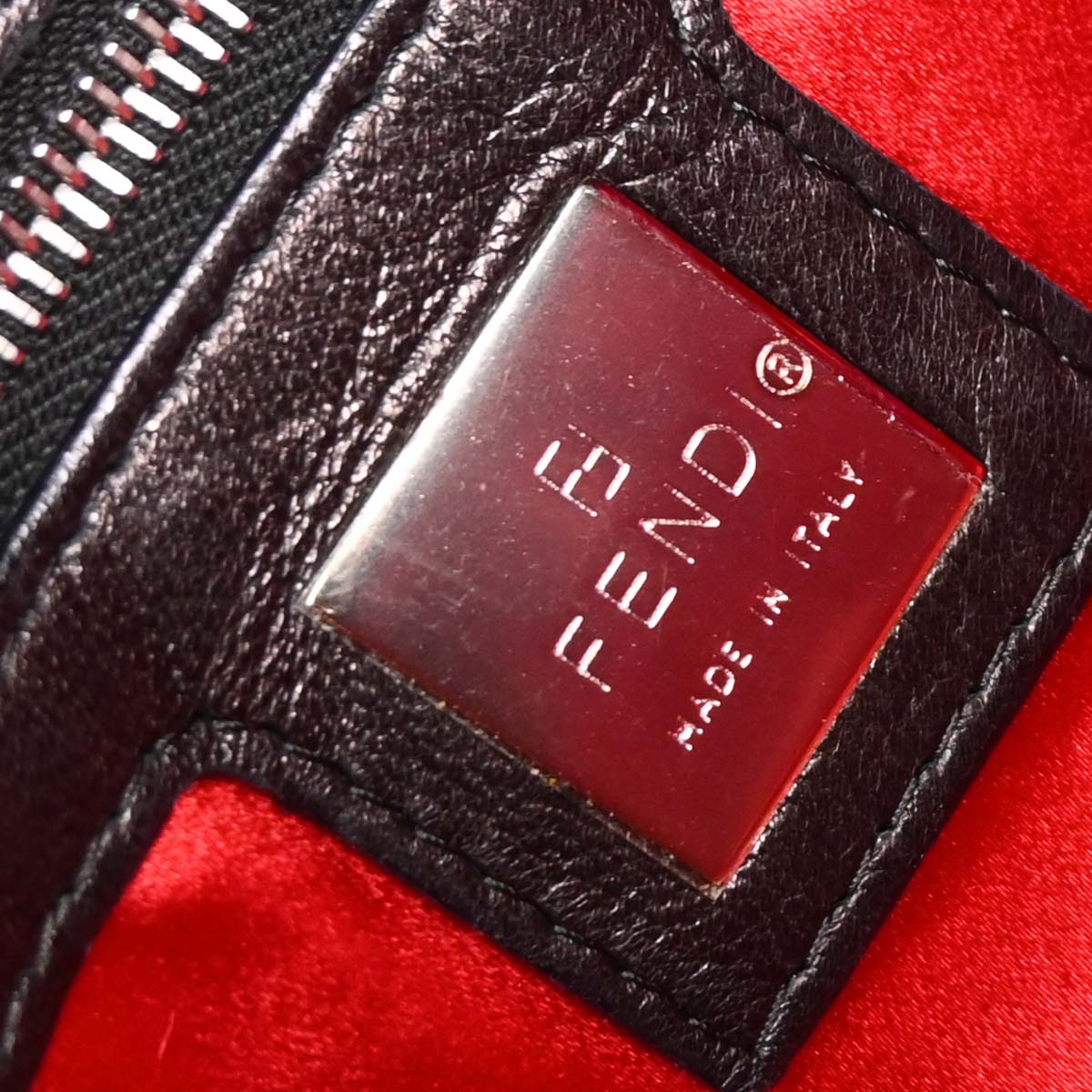 Fendi Black Lambskin Baguette Mamma Handbag