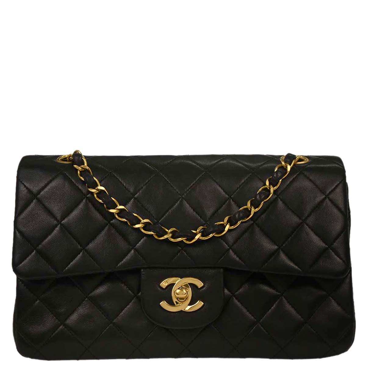 Chanel Black Lambskin Small Classic Double Flap Shoulder Bag