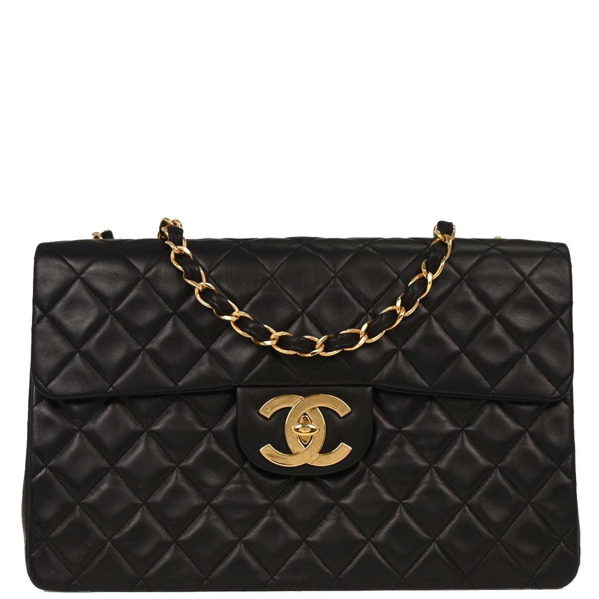 Chanel Black Lambskin Maxi Classic Flap Shoulder Bag