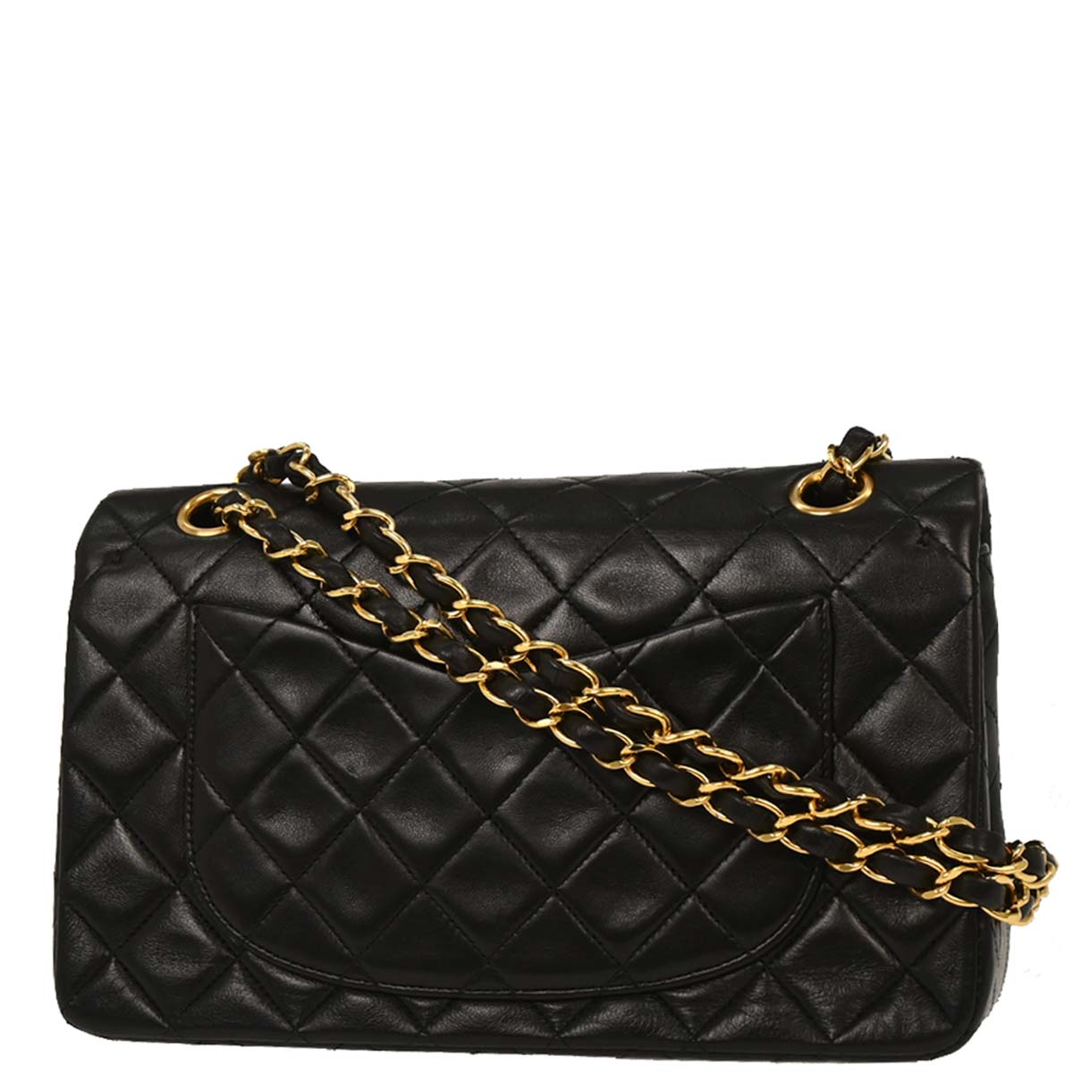 Chanel 1994-1996 Black Lambskin Small Classic Double Flap Shoulder Bag