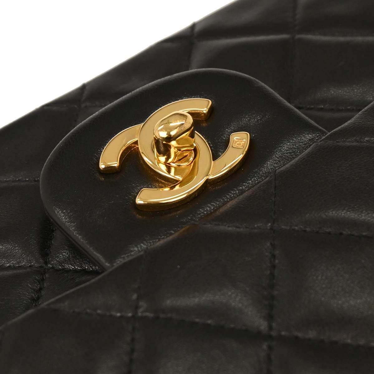 Chanel 1994-1996 Black Lambskin Small Classic Double Flap Shoulder Bag