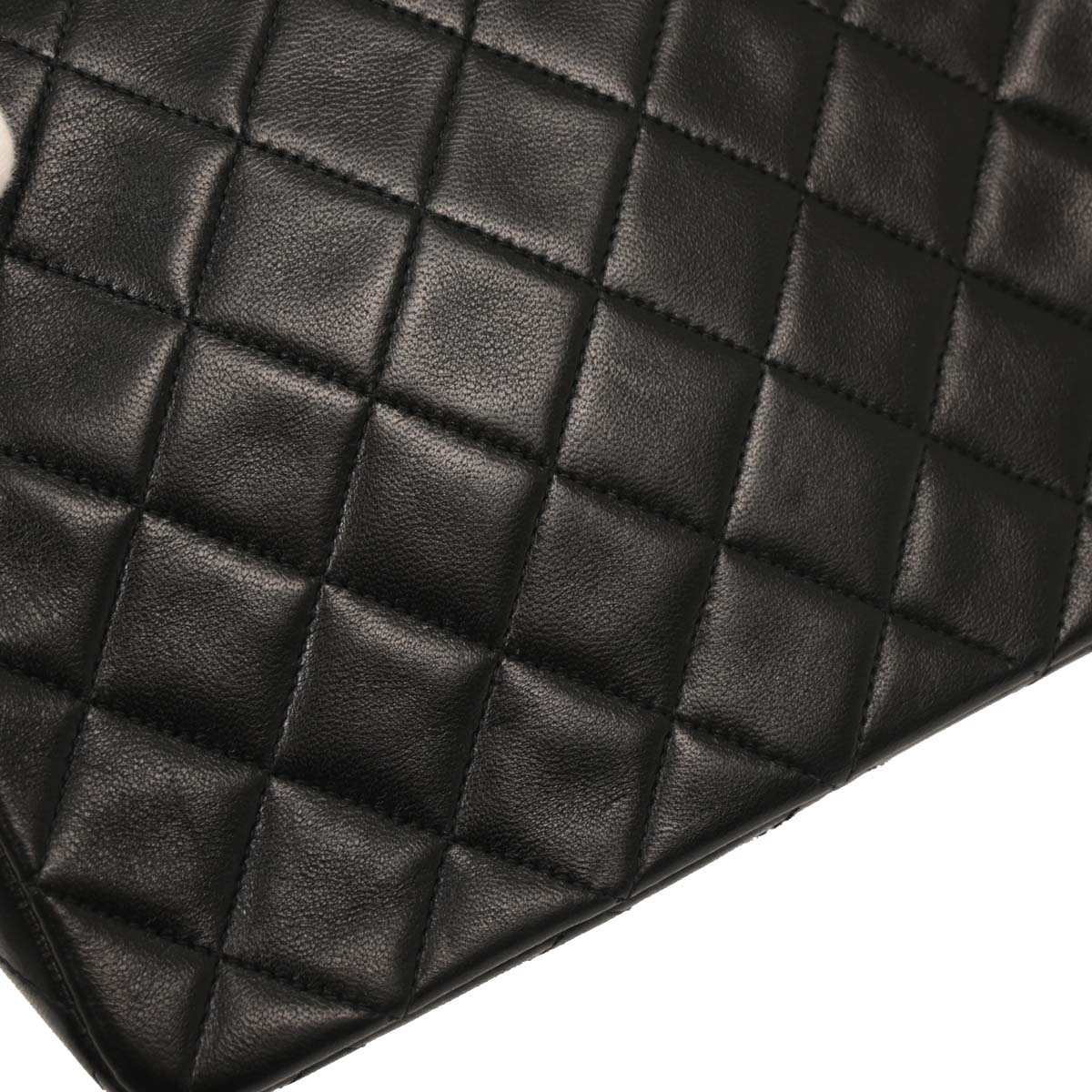 Chanel Black Lambskin Classic Square Flap Shoulder Bag