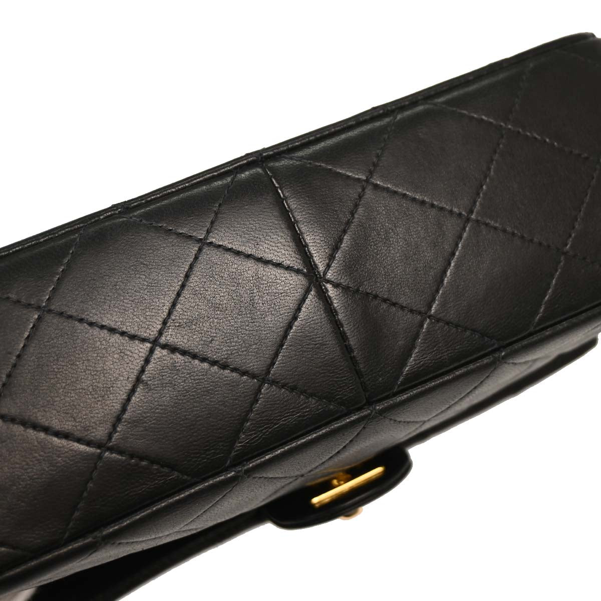 Chanel Black Lambskin Classic Square Flap Shoulder Bag