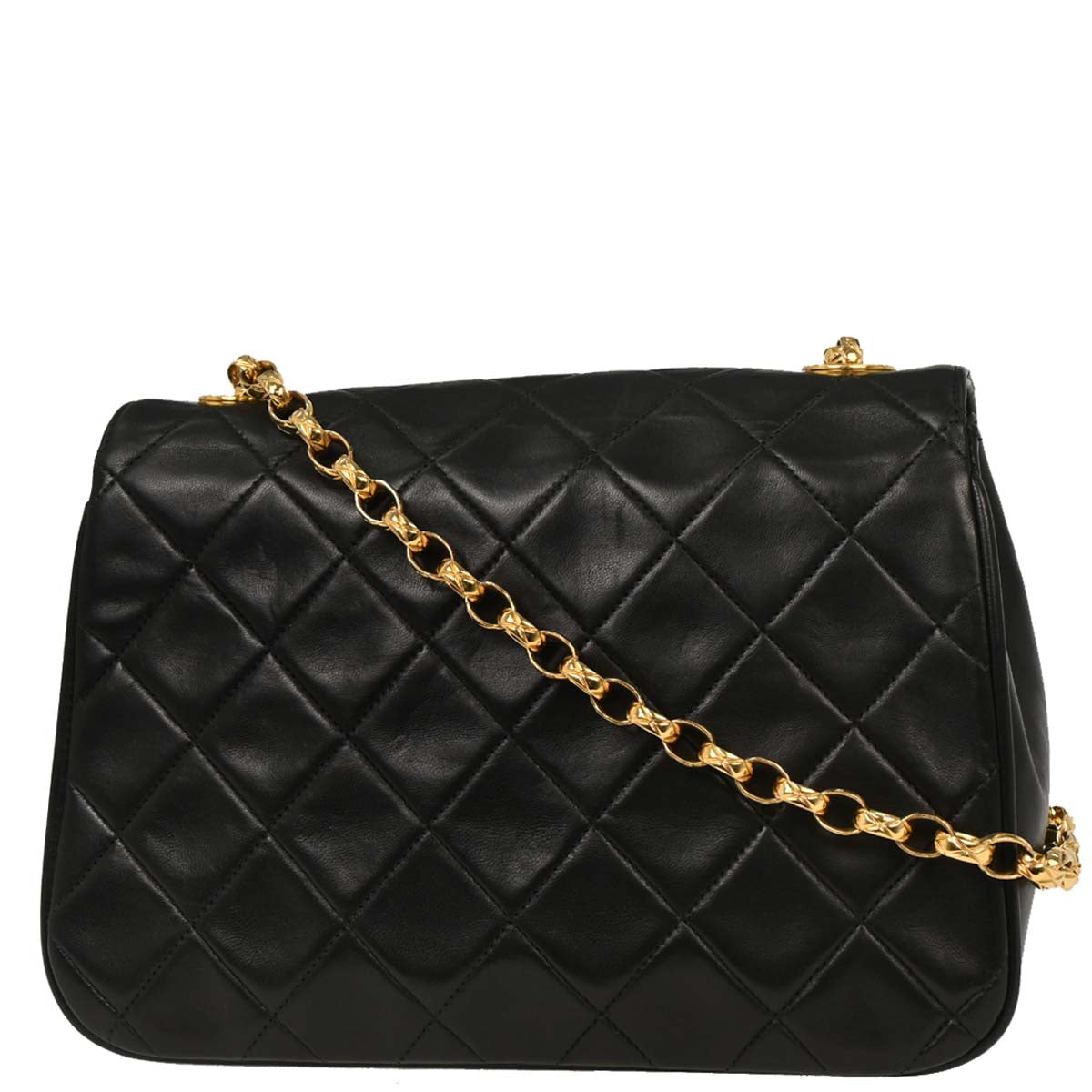 Chanel Black Lambskin Single Flap Shoulder Bag