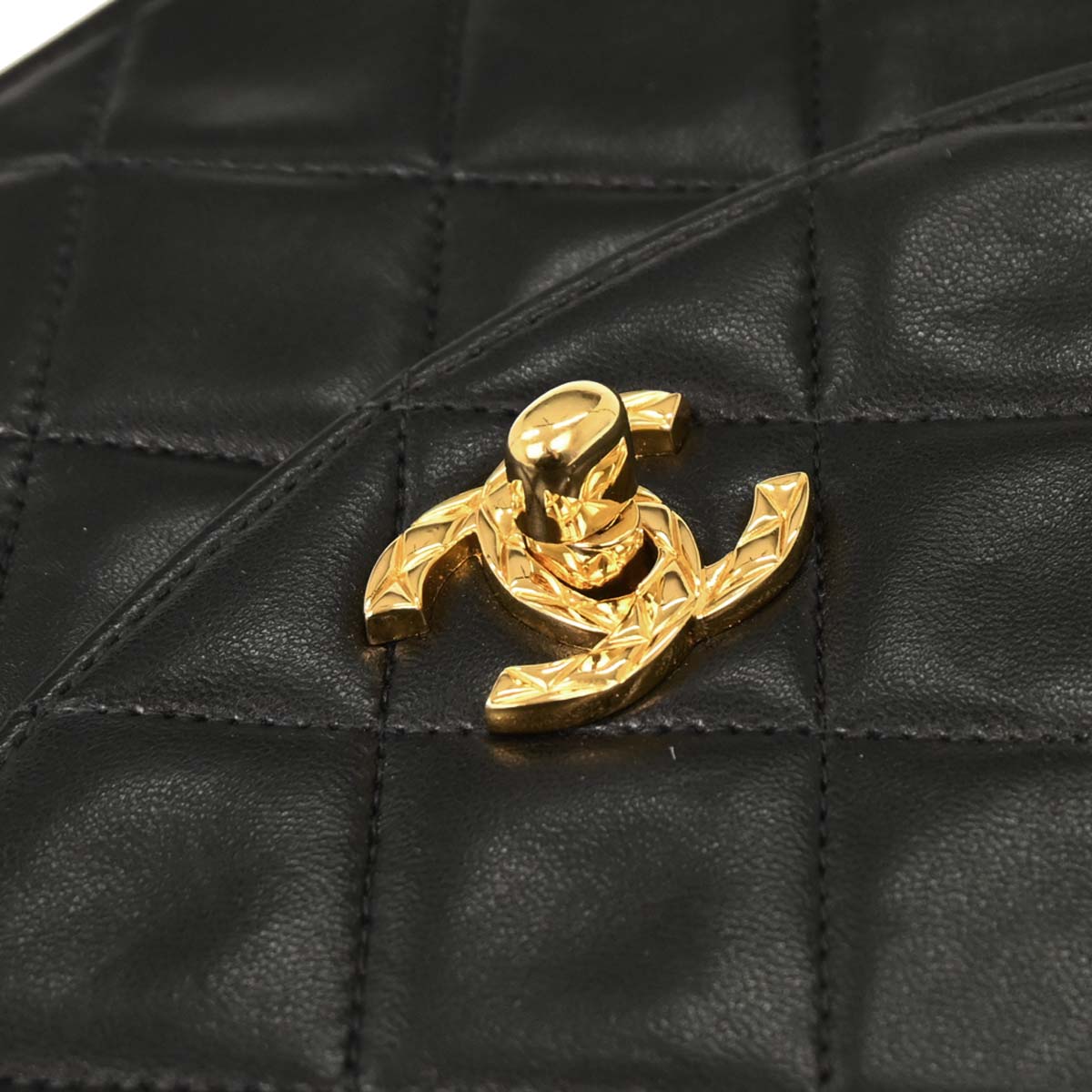 Chanel Black Lambskin Single Flap Shoulder Bag