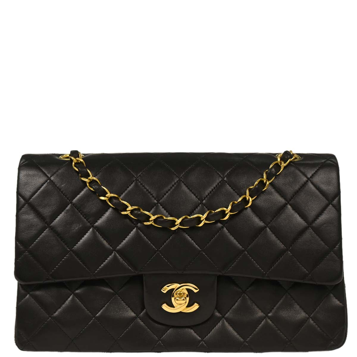 Chanel Black Lambskin Medium Classic Double Flap Shoulder Bag