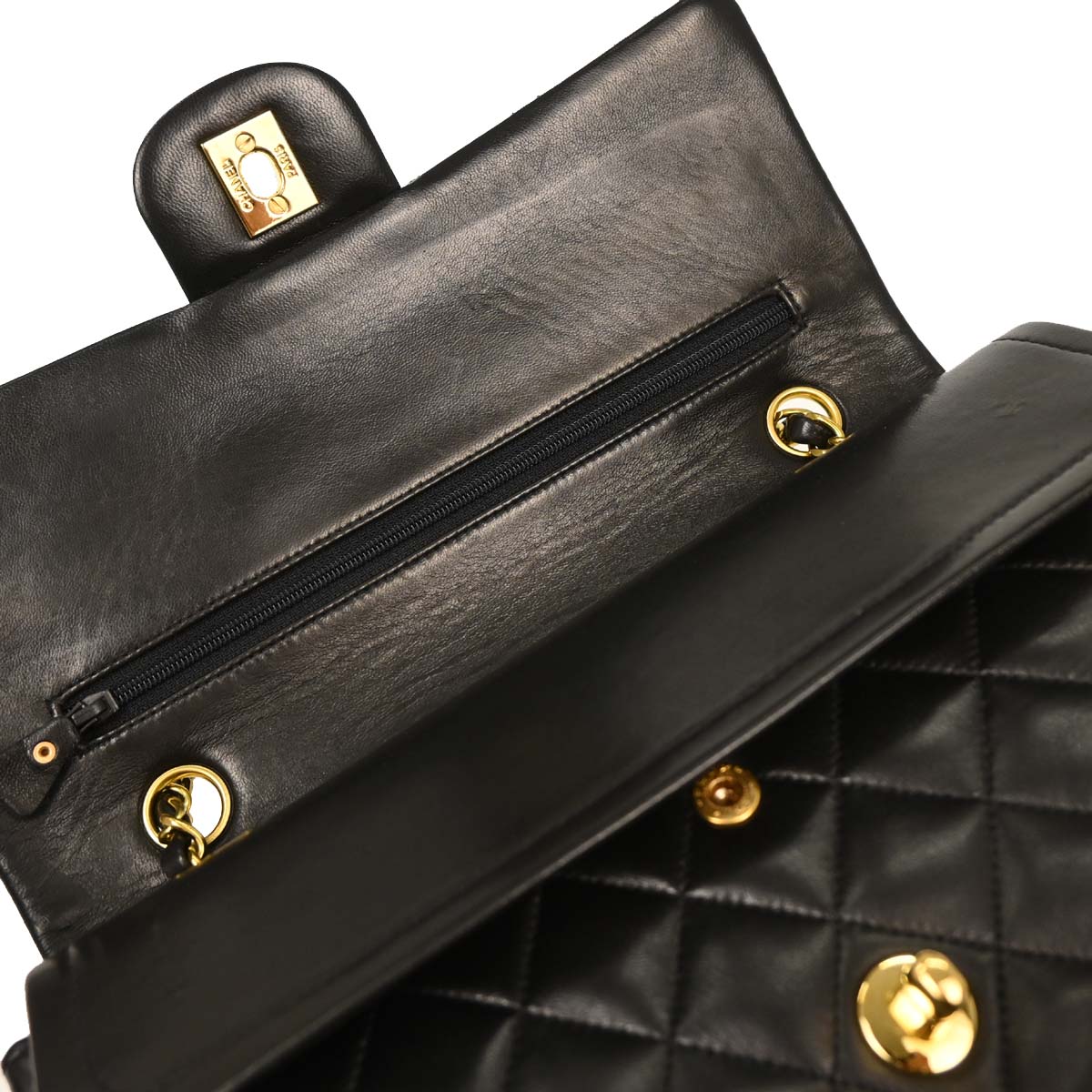 Chanel Black Lambskin Medium Classic Double Flap Shoulder Bag