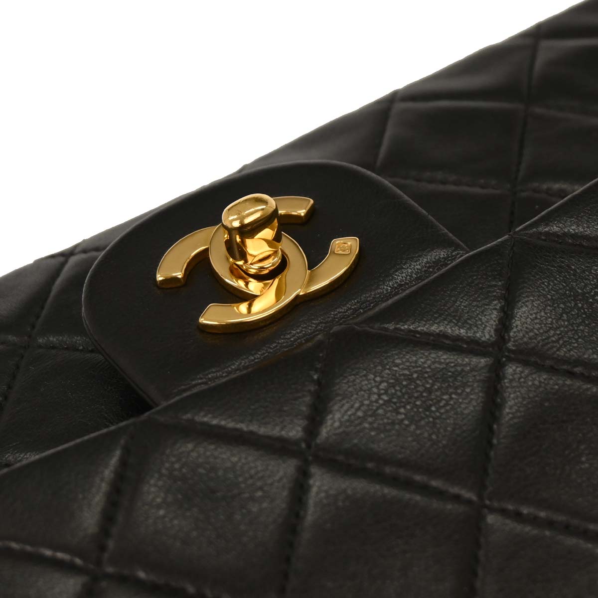 Chanel 1994-1996 Black Lambskin Medium Classic Double Flap Shoulder Bag