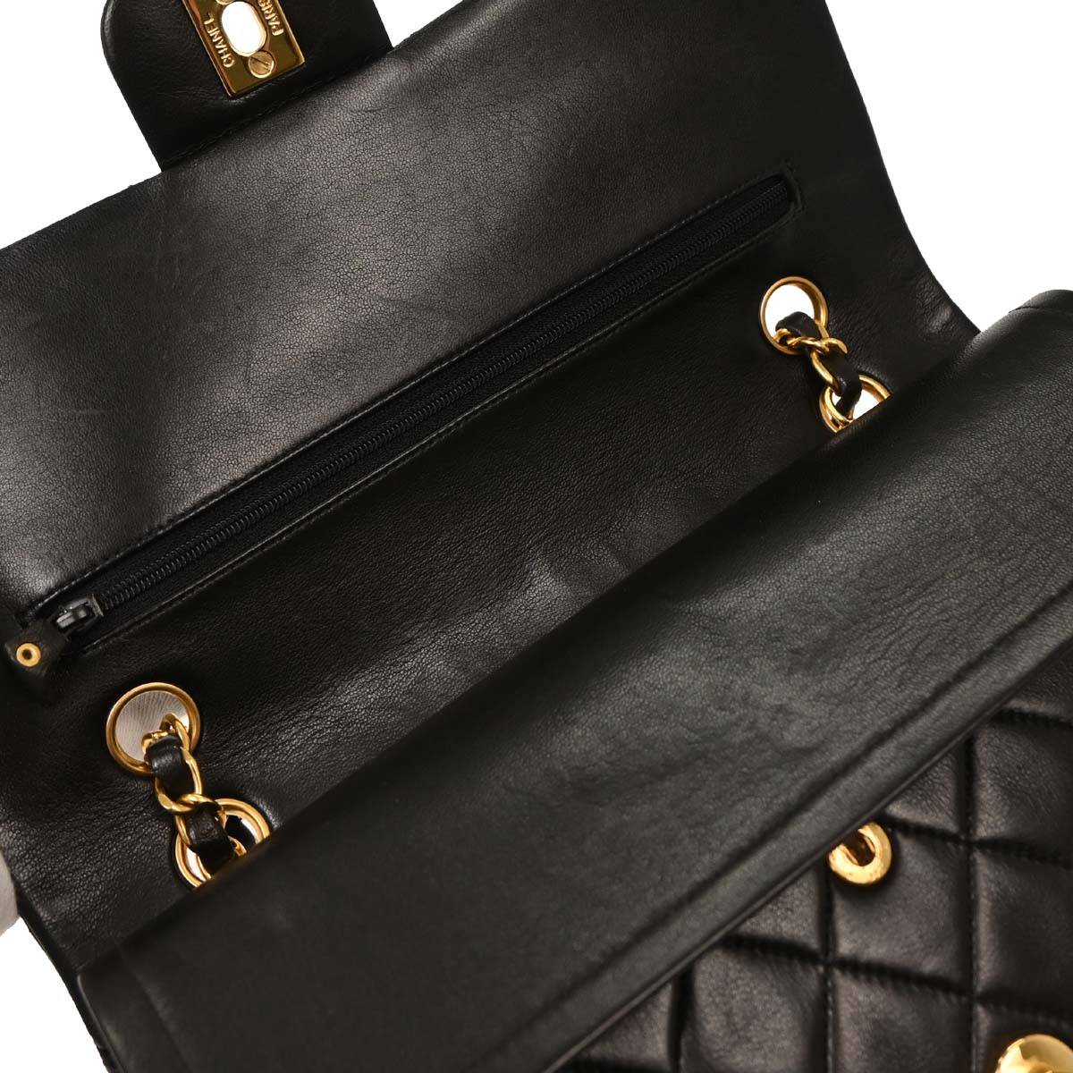 Chanel 1994-1996 Black Lambskin Medium Classic Double Flap Shoulder Bag