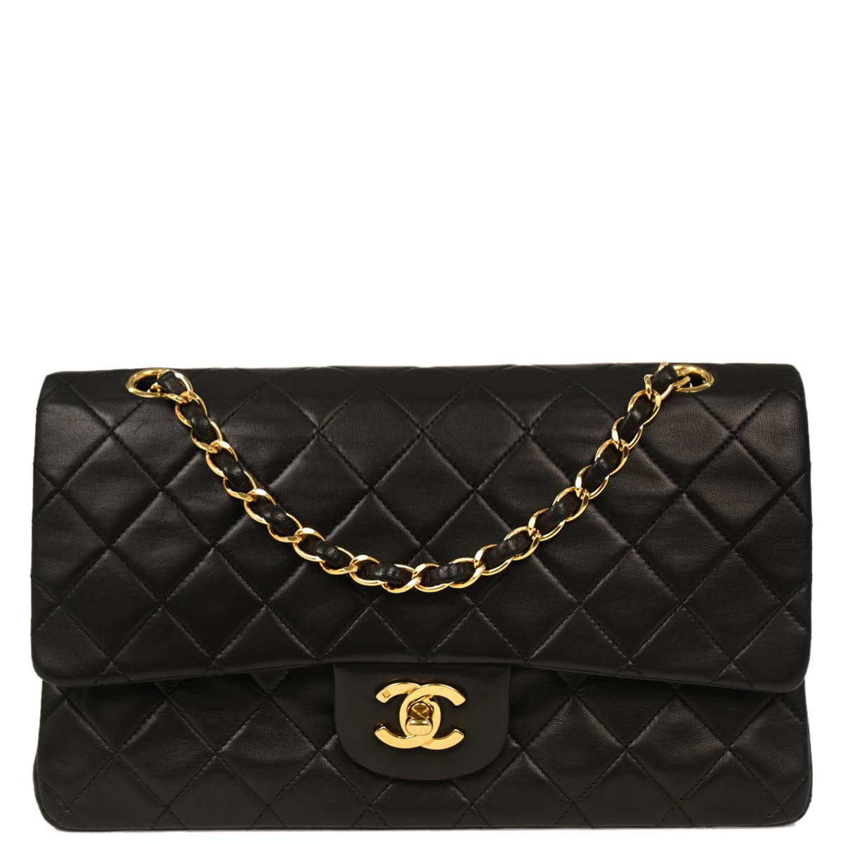 Chanel Black Lambskin Medium Classic Double Flap Shoulder Bag