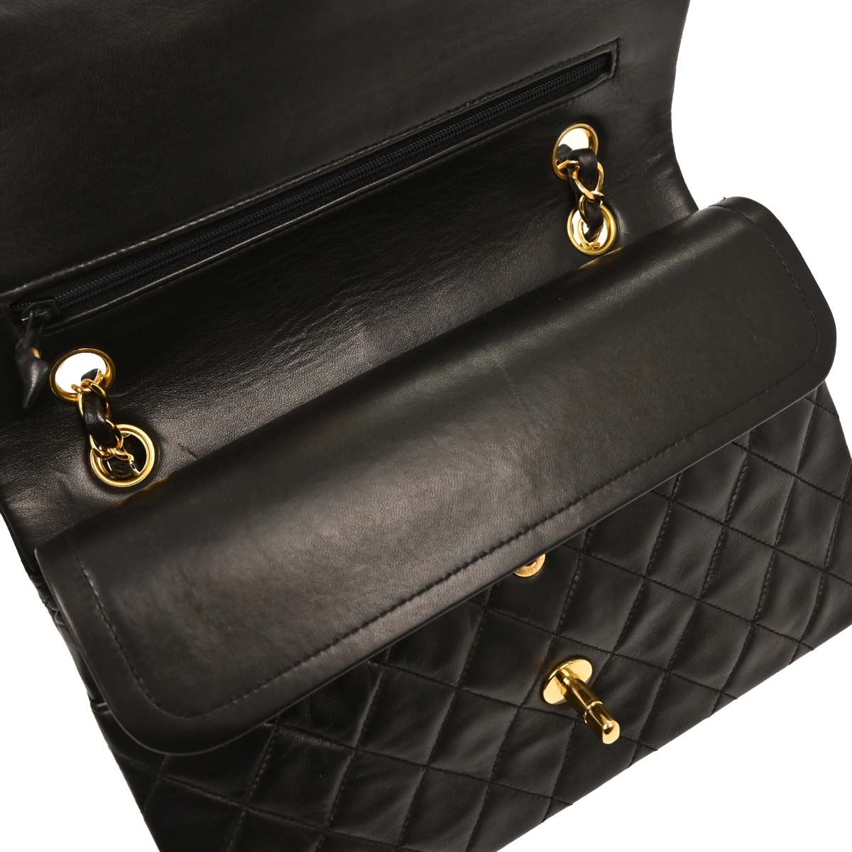 Chanel Black Lambskin Medium Classic Double Flap Shoulder Bag