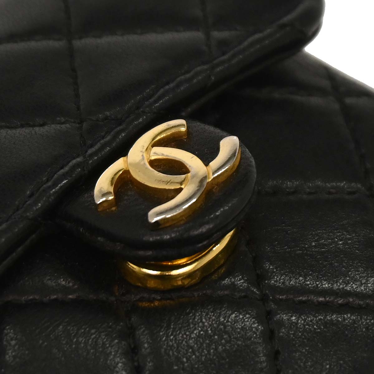 Chanel Black Lambskin Classic Flap Micro Chain Crossbody Bag Pouch