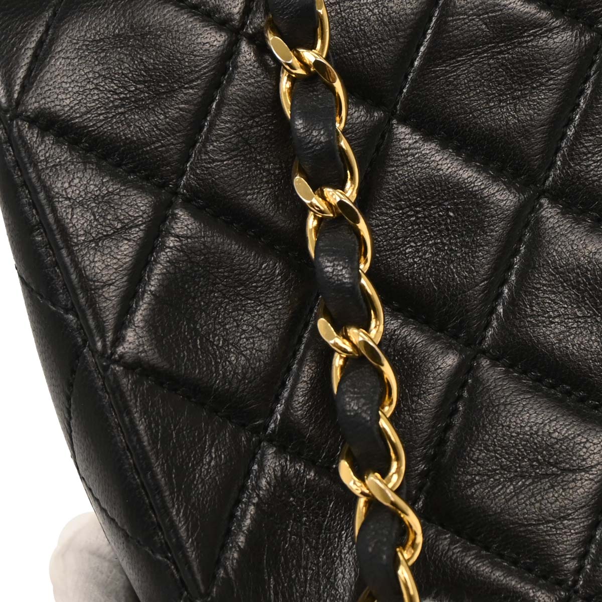 Chanel 1989-1991 Black Lambskin Turnlock Small Full Flap Shoulder Bag