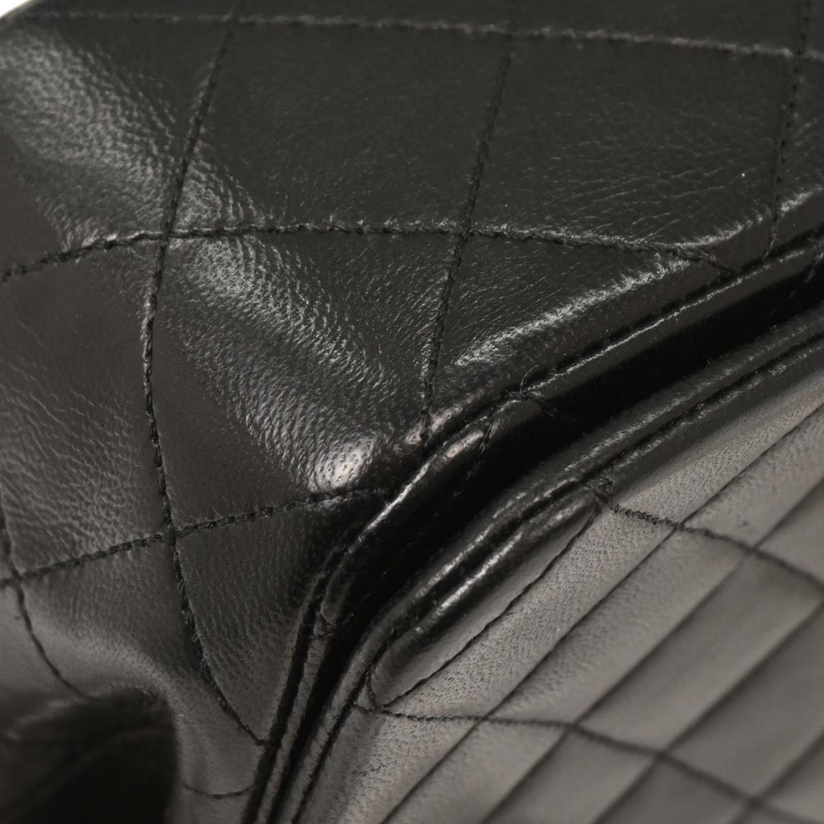 Chanel 1989-1991 Black Lambskin Turnlock Small Full Flap Shoulder Bag