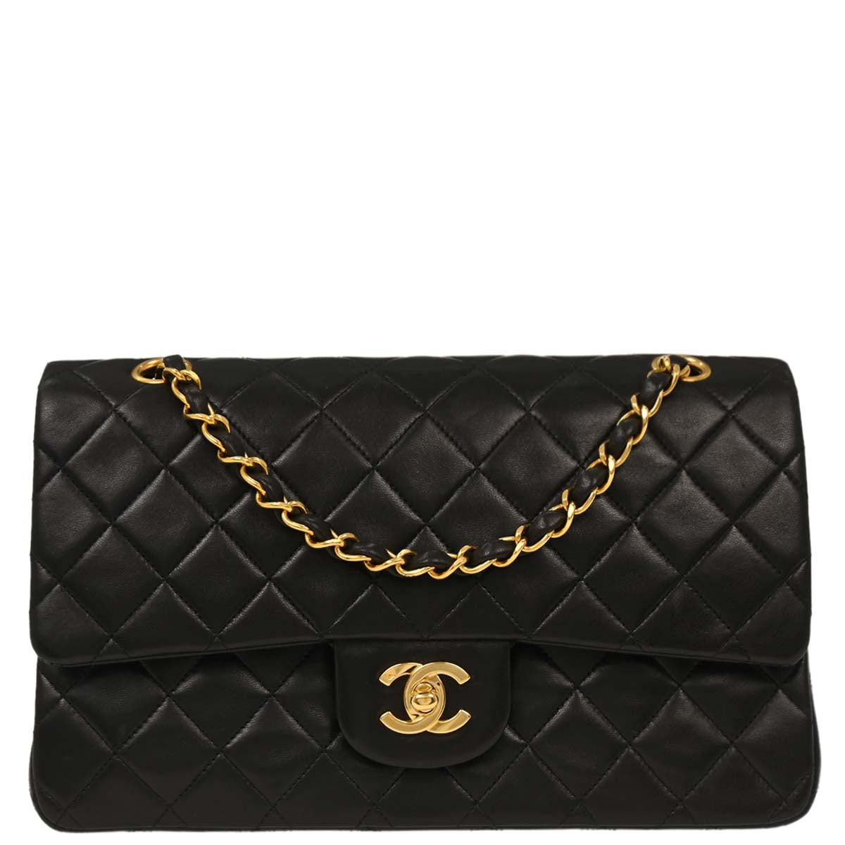 Chanel Black Lambskin Medium Classic Double Flap Shoulder Bag