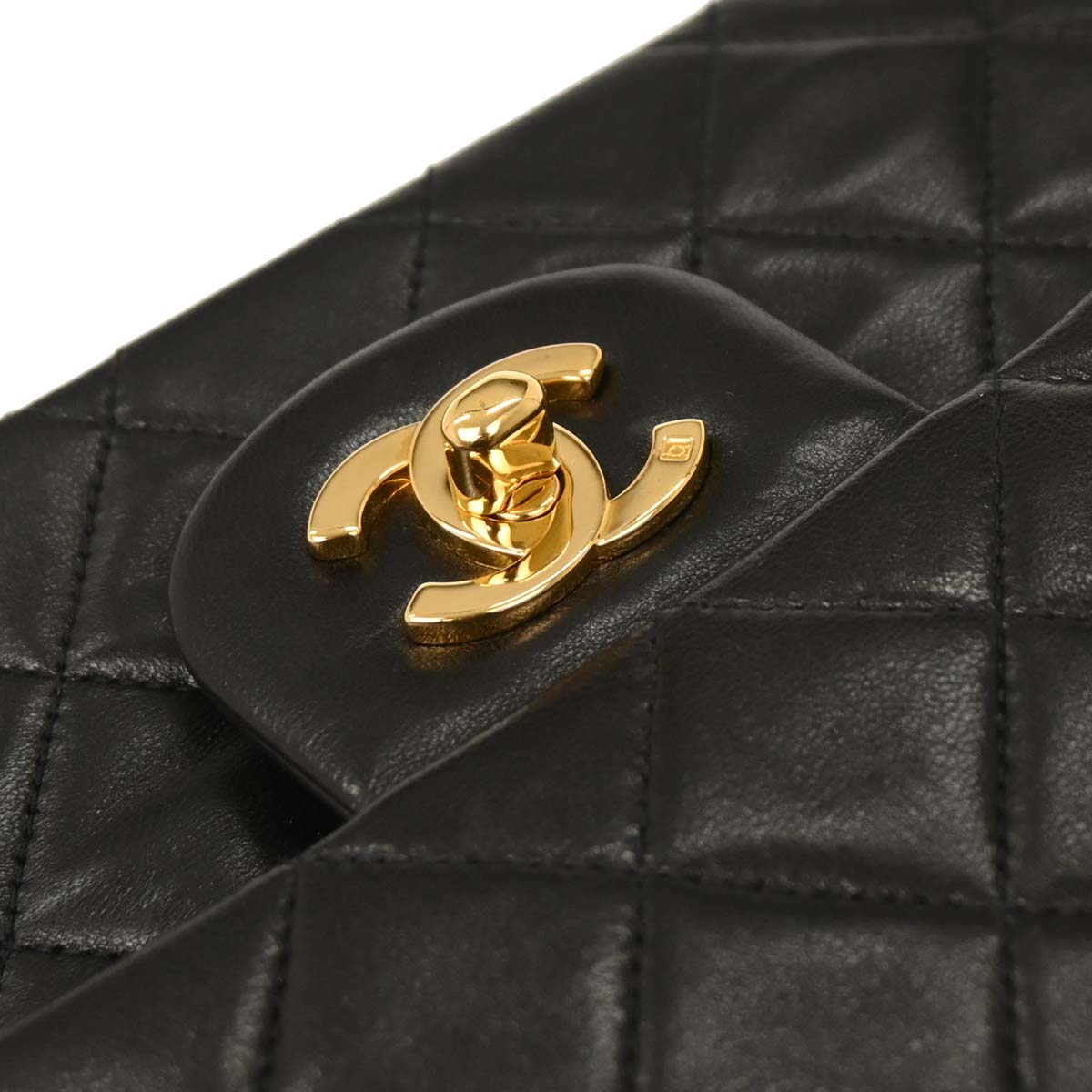Chanel Black Lambskin Medium Classic Double Flap Shoulder Bag