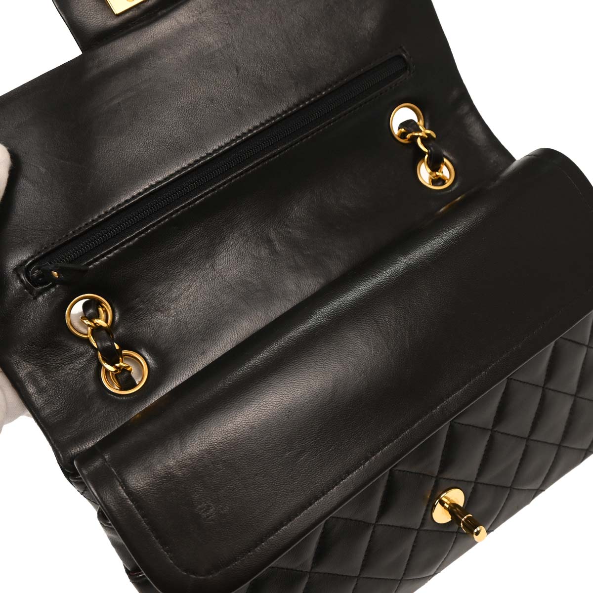 Chanel Black Lambskin Medium Classic Double Flap Shoulder Bag