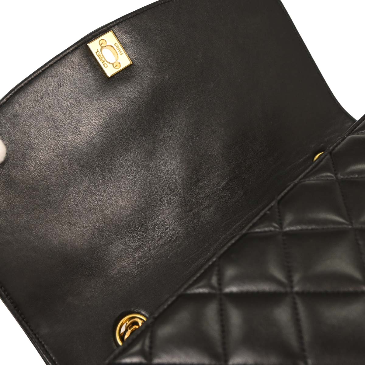 Chanel 1991-1994 Black Lambskin Medium Diana Shoulder Bag