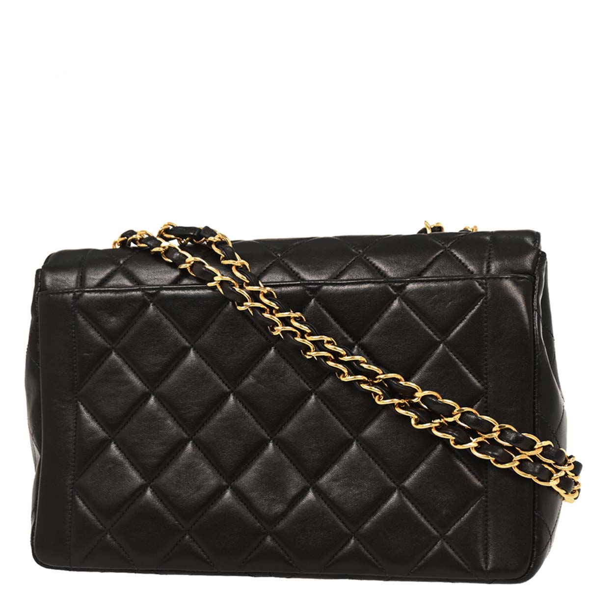 Chanel Black Lambskin Single Flap Shoulder Bag