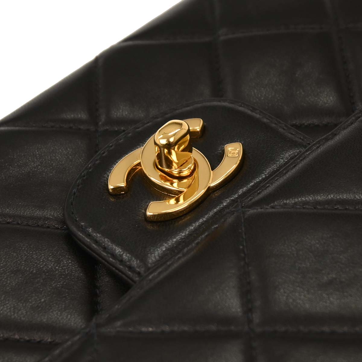 Chanel Black Lambskin Single Flap Shoulder Bag