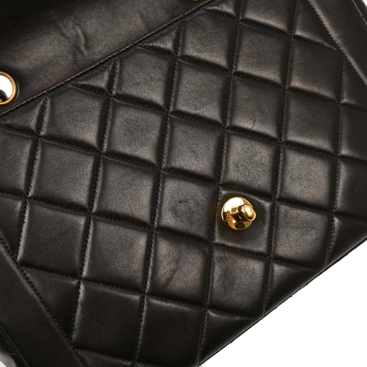 Chanel Black Lambskin Single Flap Shoulder Bag