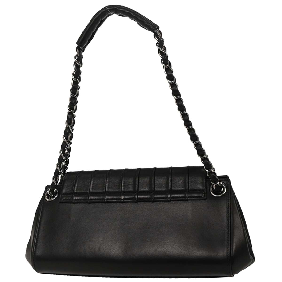 Chanel Black Lambskin Mademoiselle Accordion Flap Shoulder Bag