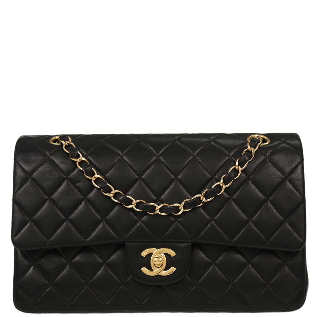 Chanel Black Lambskin Medium Classic Double Flap Shoulder Bag