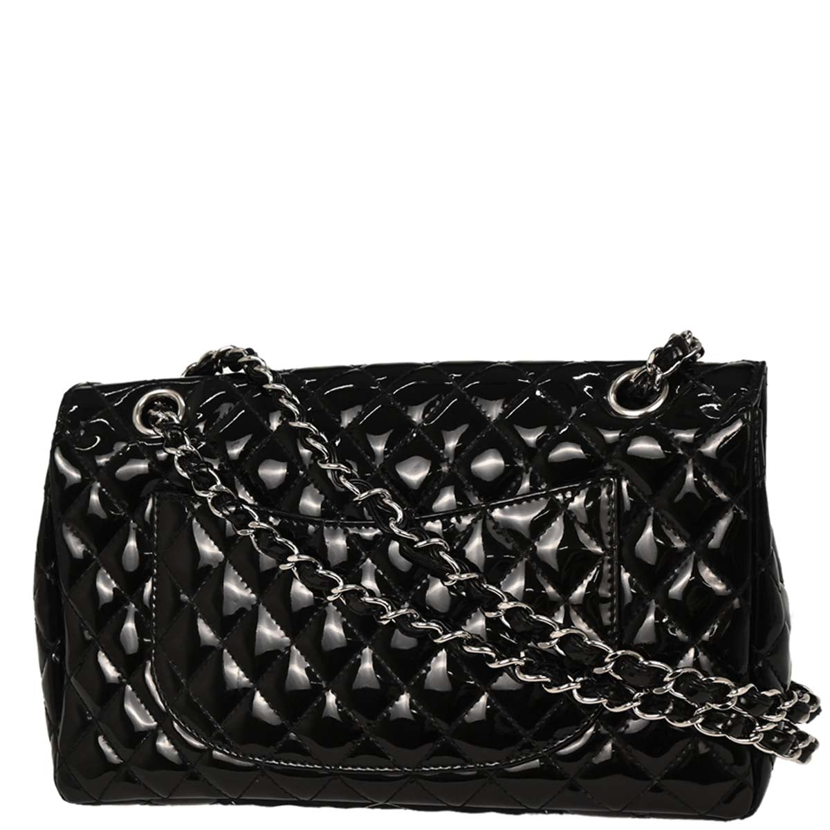 Chanel Black Patent Leather Secret Label Single Flap Shoulder Bag