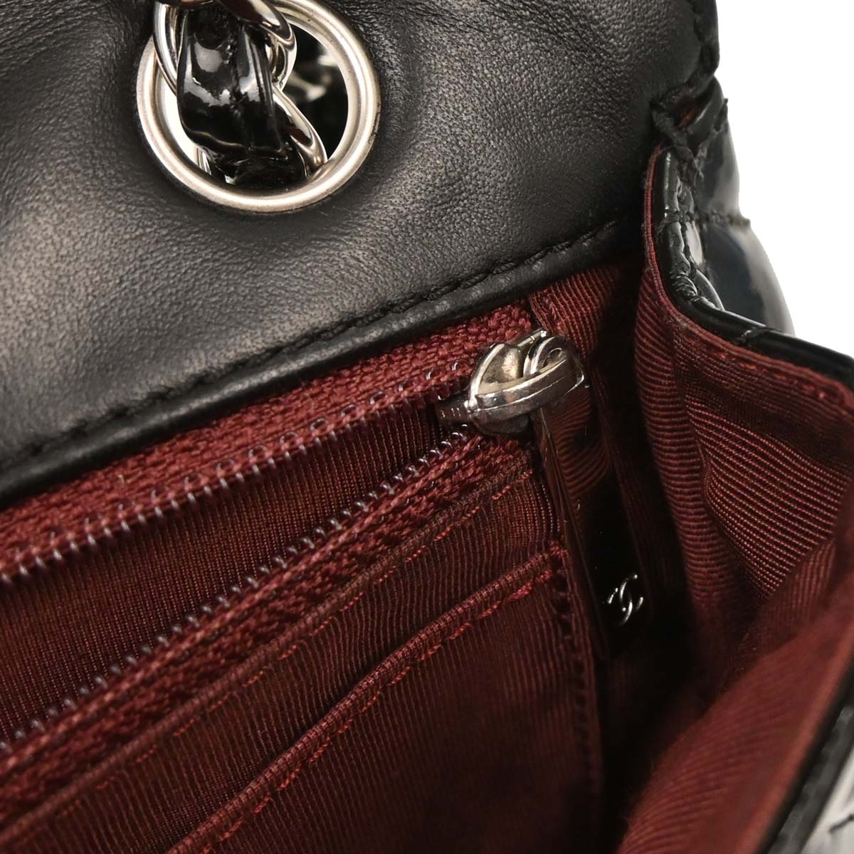 Chanel Black Patent Leather Secret Label Single Flap Shoulder Bag