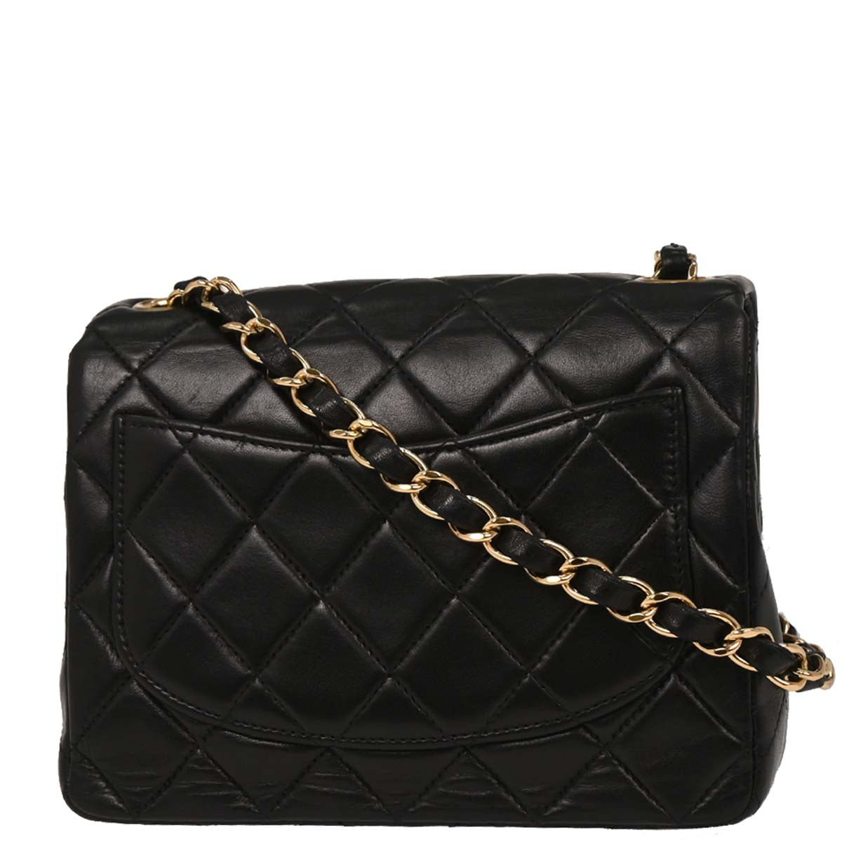 Chanel Black Lambskin Mini Classic Square Flap Shoulder Bag