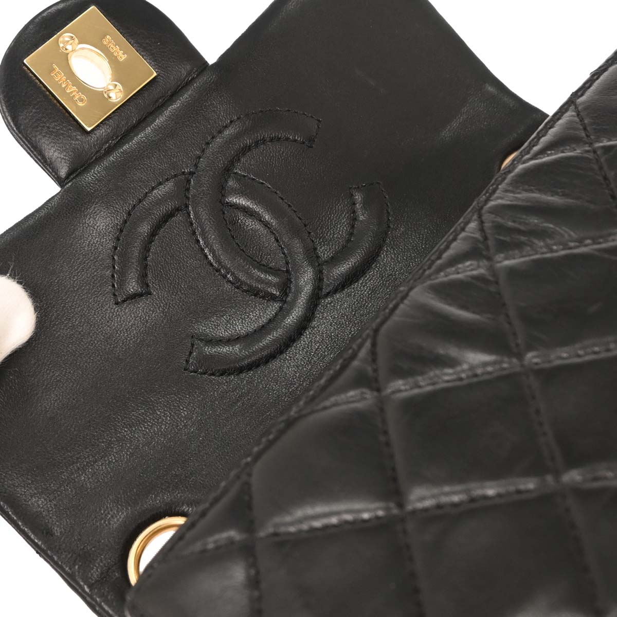 Chanel Black Lambskin Mini Classic Square Flap Shoulder Bag