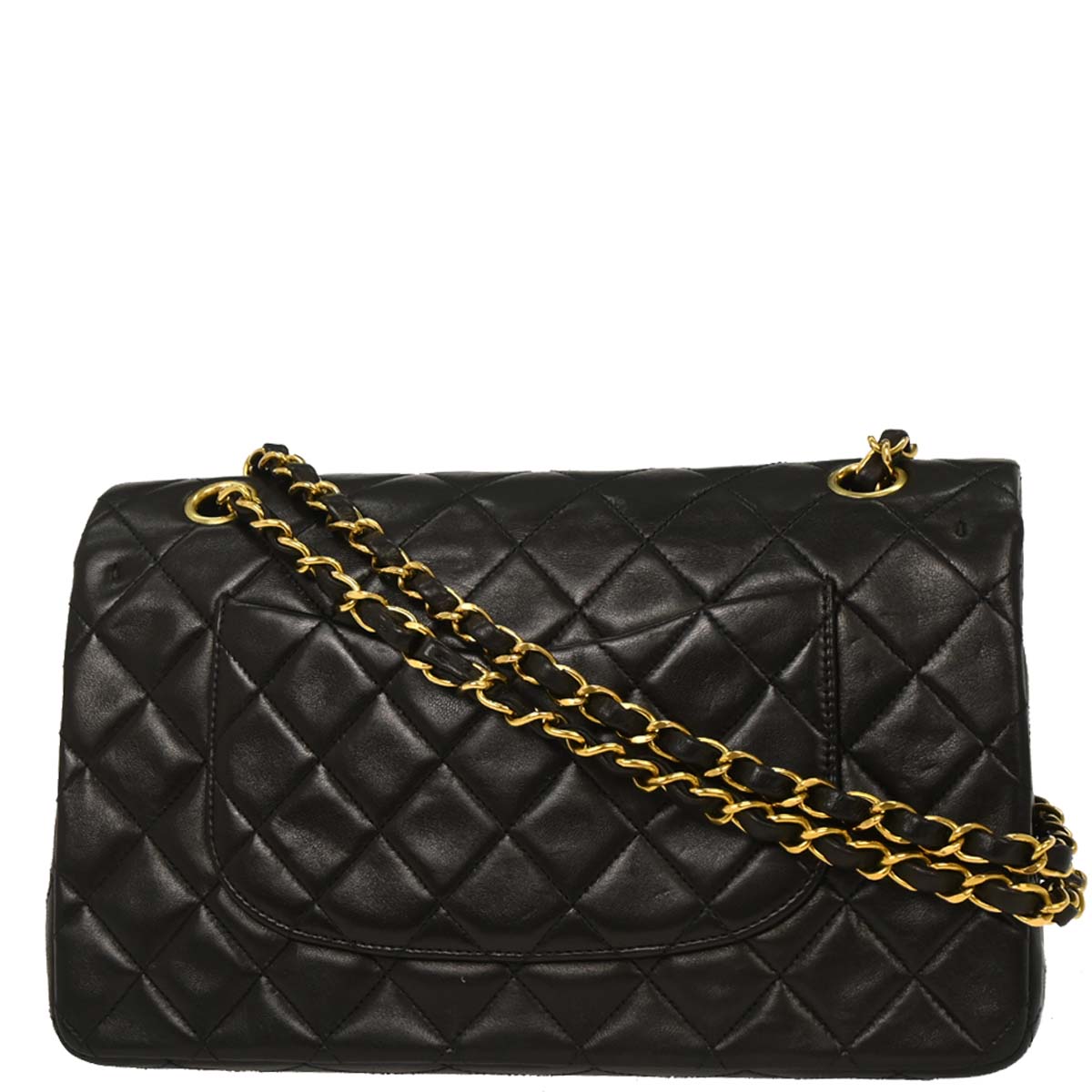 Chanel 1994-1996 Black Lambskin Medium Classic Double Flap Shoulder Bag