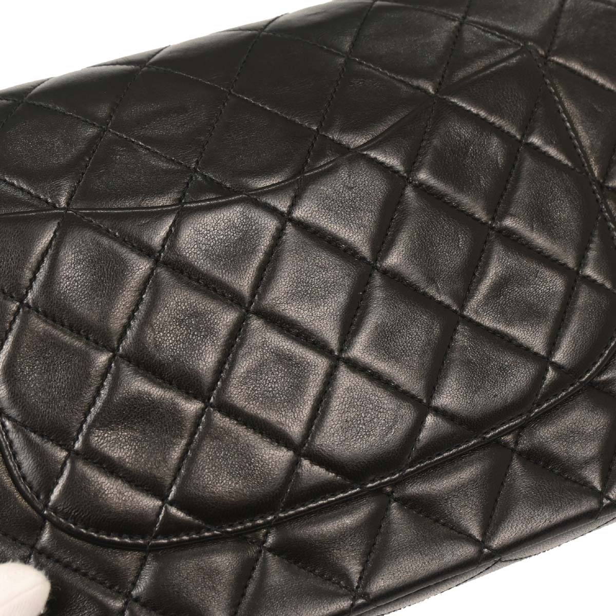 Chanel 1994-1996 Black Lambskin Medium Classic Double Flap Shoulder Bag