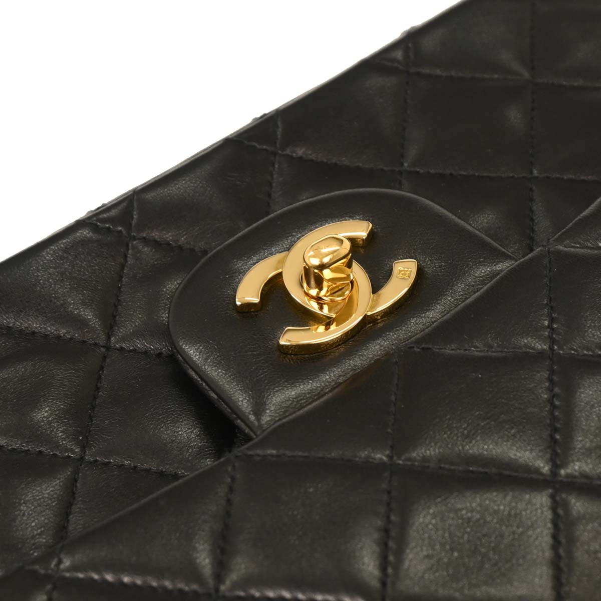 Chanel 1994-1996 Black Lambskin Medium Classic Double Flap Shoulder Bag