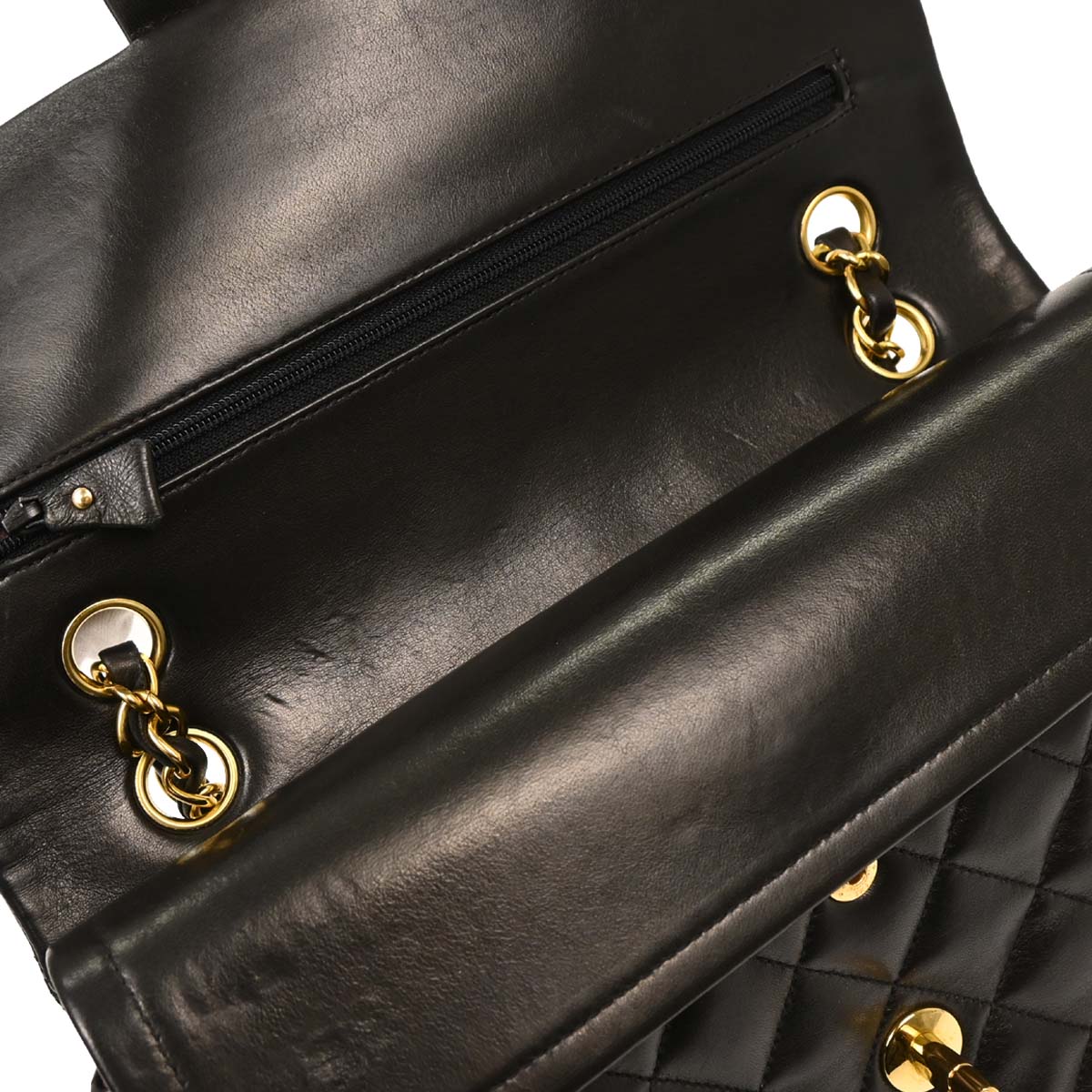Chanel 1994-1996 Black Lambskin Medium Classic Double Flap Shoulder Bag