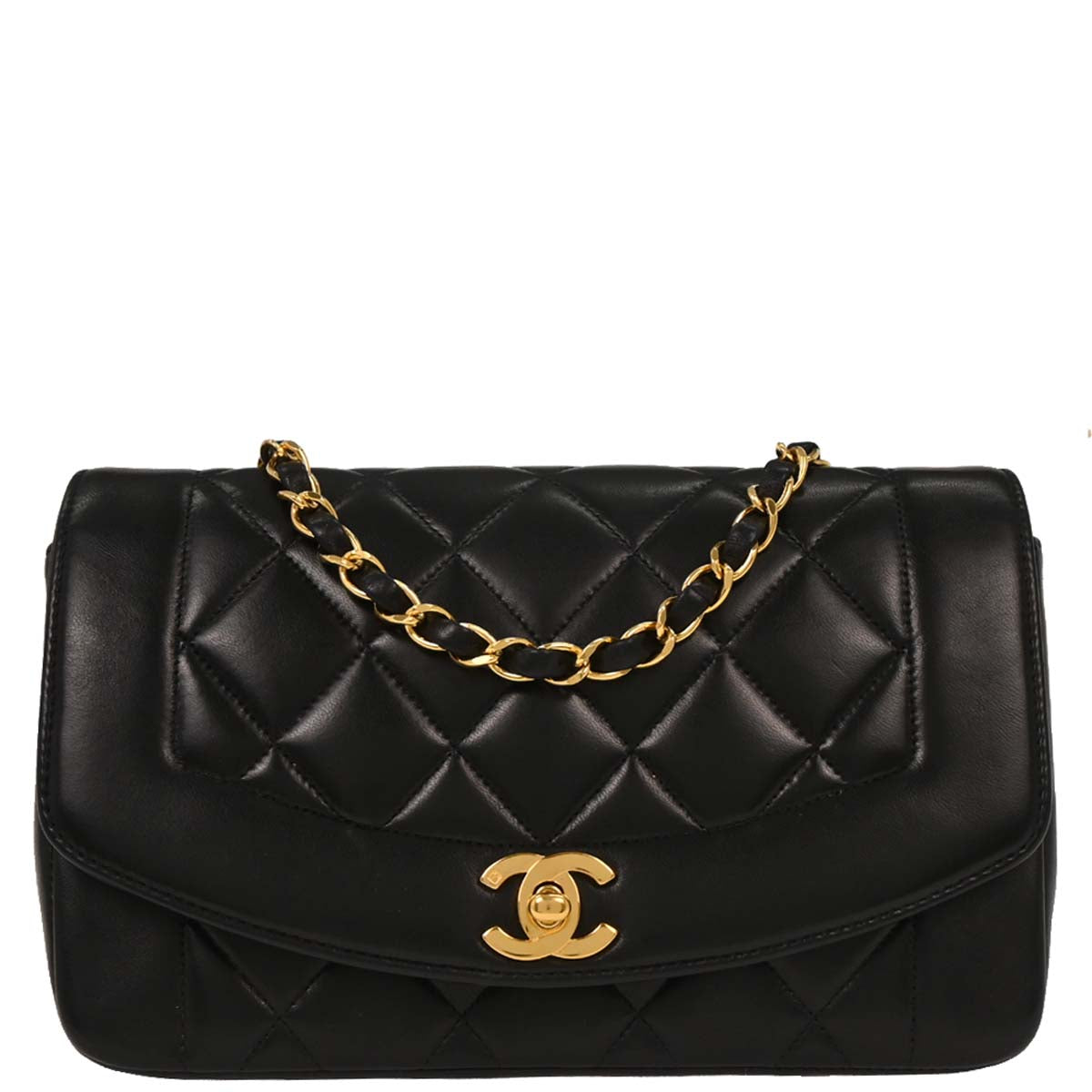 Chanel Black Lambskin Small Diana Shoulder Bag