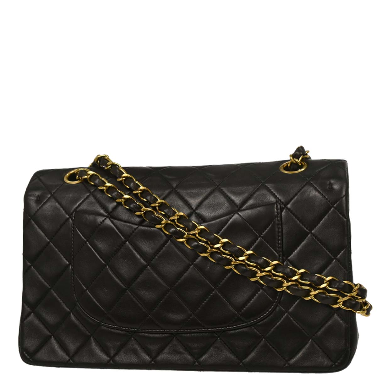 Chanel 1991-1994 Black Lambskin Medium Classic Double Flap Shoulder Bag
